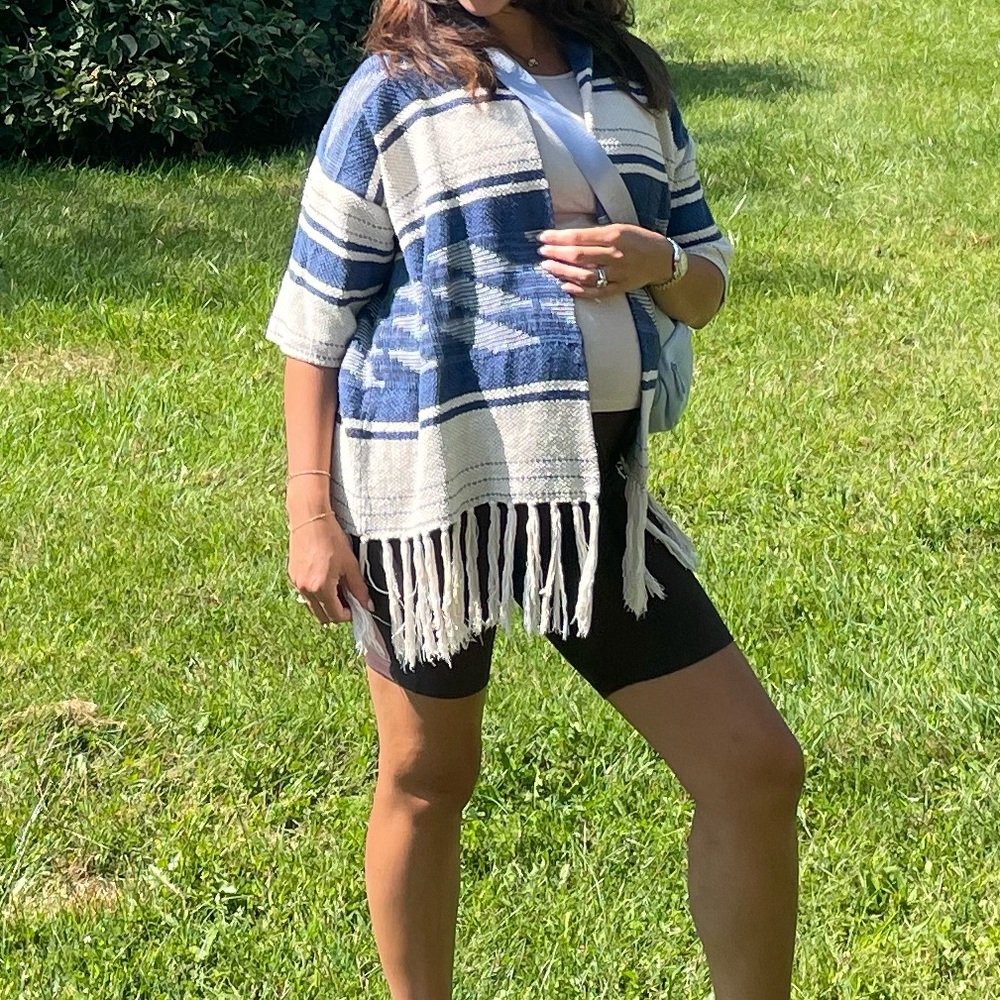 Vintage Ralph Lauren XS Tan and Blue Fringe Sweater - Picture 3 of 7